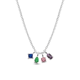 Sterling Silver Birthstone Family Pendant - 16" + 2"