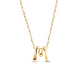 18K Gold-Plated Birthstone Initial Pendant - 16" + 2"
