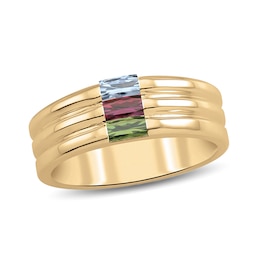 18K Gold-Plated Stacked Baguette-Cut Birthstone Family Band
