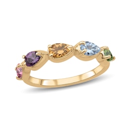 18K Gold Plated Pear Birthstone Family Ring