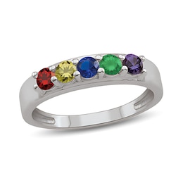 Sterling Silver Birthstone Family Band