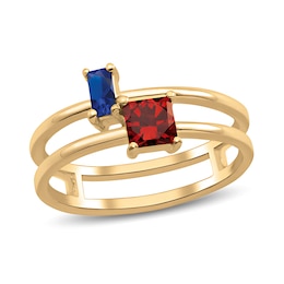 18K Gold-Plated Toi et Moi Birthstone Couple’s Double Shank Ring