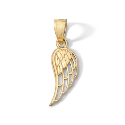 10K Solid Gold Wing Necklace Charm