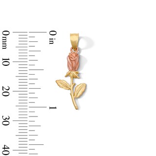 10K Solid Two-Tone Gold Rosebud Necklace Charm