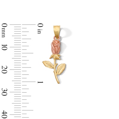 10K Solid Two-Tone Gold Rosebud Necklace Charm