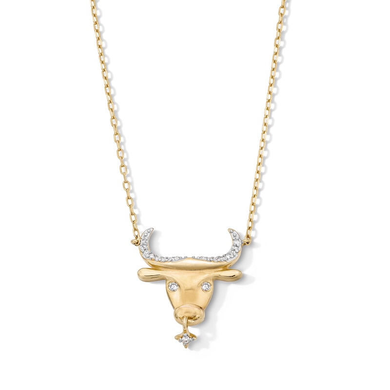 Main Image 1 of 18K Gold Plated CZ Taurus Necklace – 16" + 2"