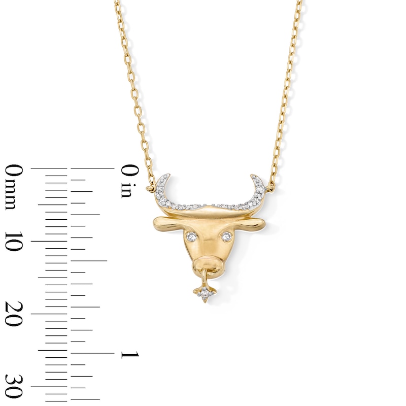Main Image 2 of 18K Gold Plated CZ Taurus Necklace – 16" + 2"