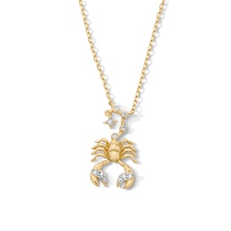 18K Gold Plated CZ Scorpio Pendant – 16" + 2"
