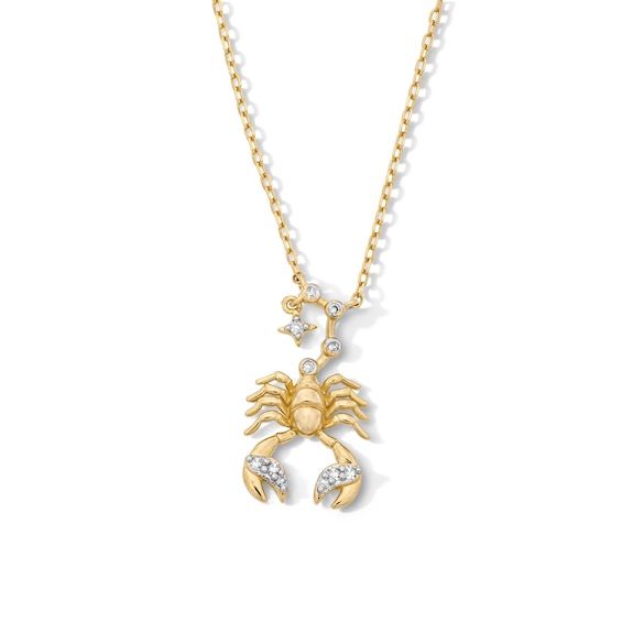 18K Gold Plated CZ Scorpio Pendant – 16" + 2"