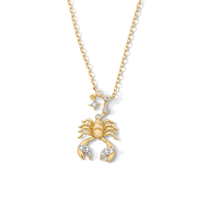 18K Gold Plated CZ Scorpio Pendant – 16" + 2"