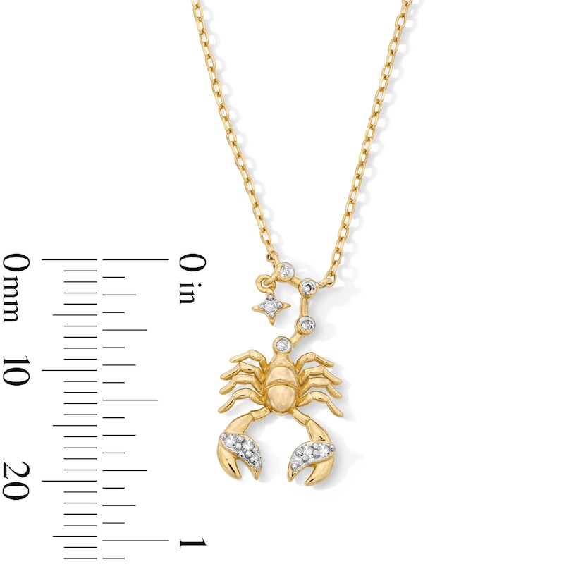 18K Gold Plated CZ Scorpio Pendant – 16" + 2"