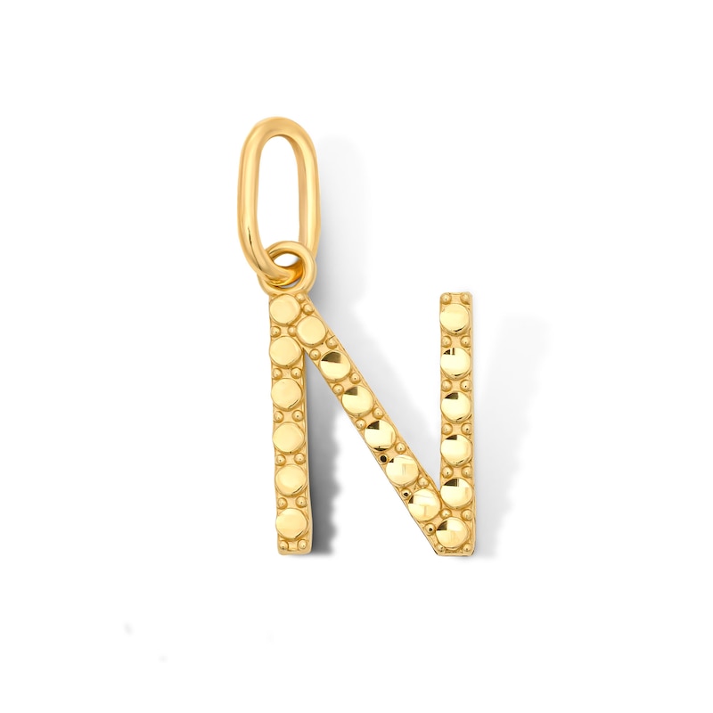 Main Image 1 of 10K Solid Gold Mini Initial “N” Necklace Charm