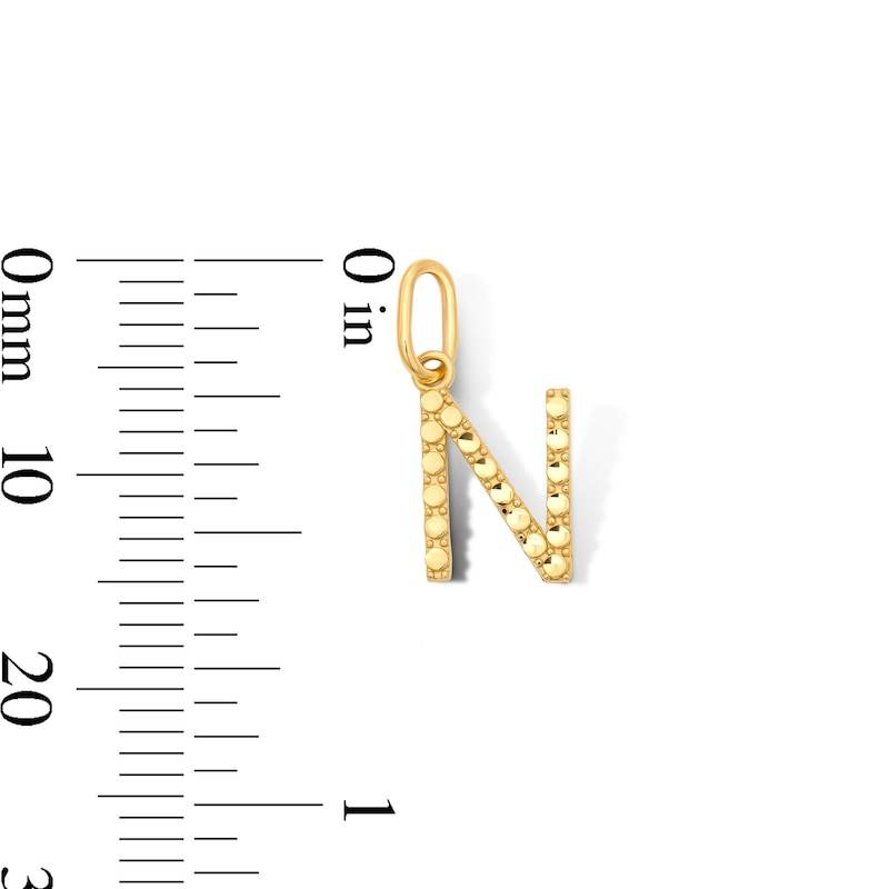 Main Image 2 of 10K Solid Gold Mini Initial “N” Necklace Charm