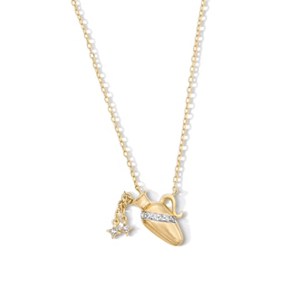 18K Gold Plated CZ Aquarius Pendant – 16" + 2"
