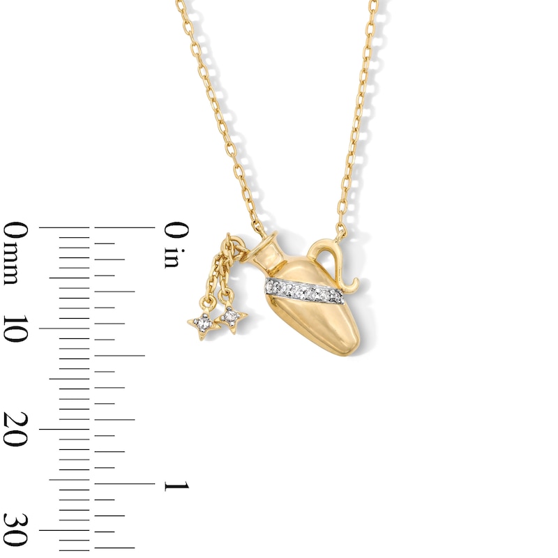 18K Gold Plated CZ Aquarius Pendant – 16" + 2"