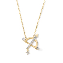18K Gold Plated CZ Sagittarius Pendant – 16" + 2"