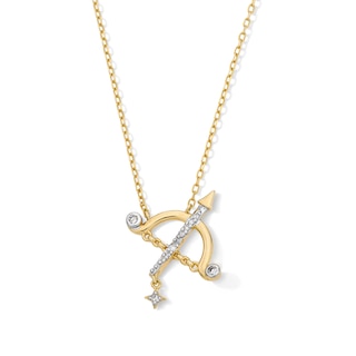 18K Gold Plated CZ Sagittarius Pendant – 16" + 2"