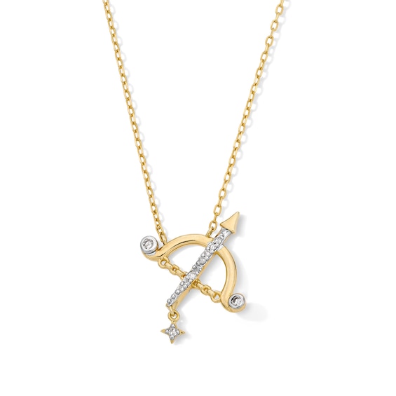 18K Gold Plated CZ Sagittarius Pendant – 16" + 2"