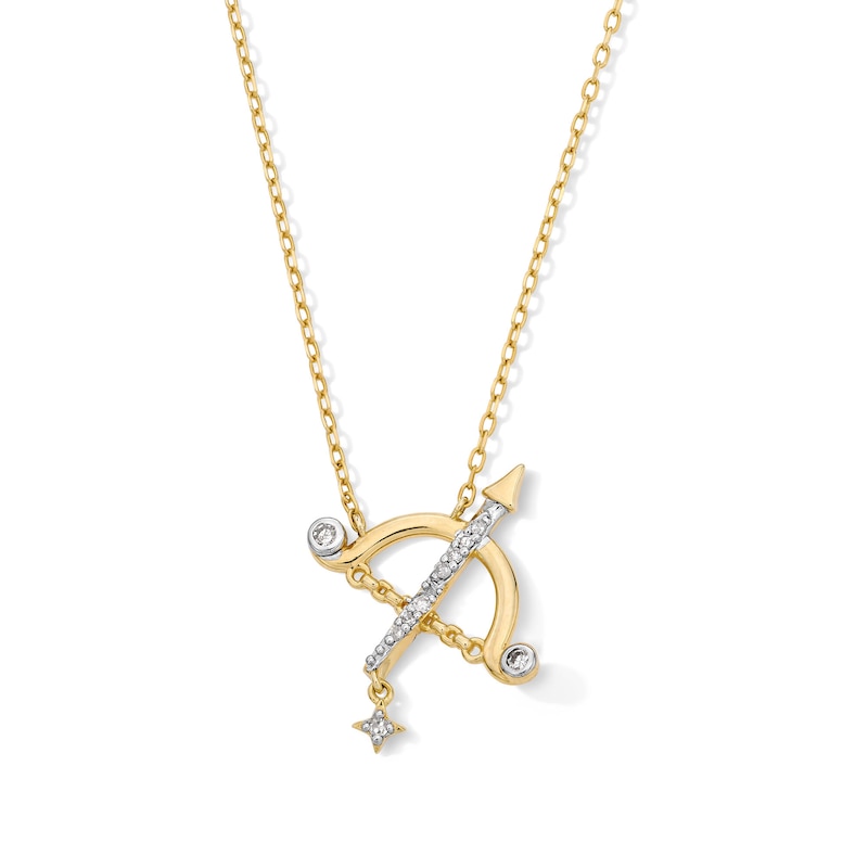 18K Gold Plated CZ Sagittarius Pendant – 16" + 2"