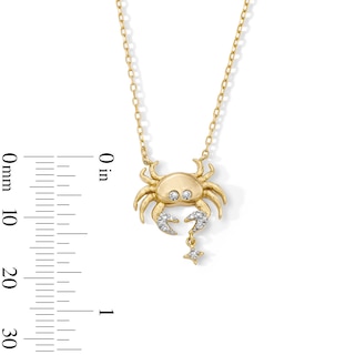18K Gold Plated CZ Cancer Pendant – 16" + 2"