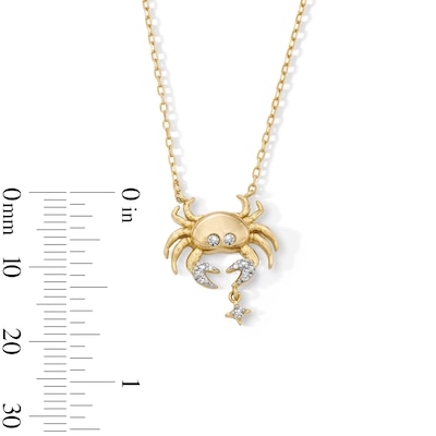 18K Gold Plated CZ Cancer Pendant – 16" + 2"