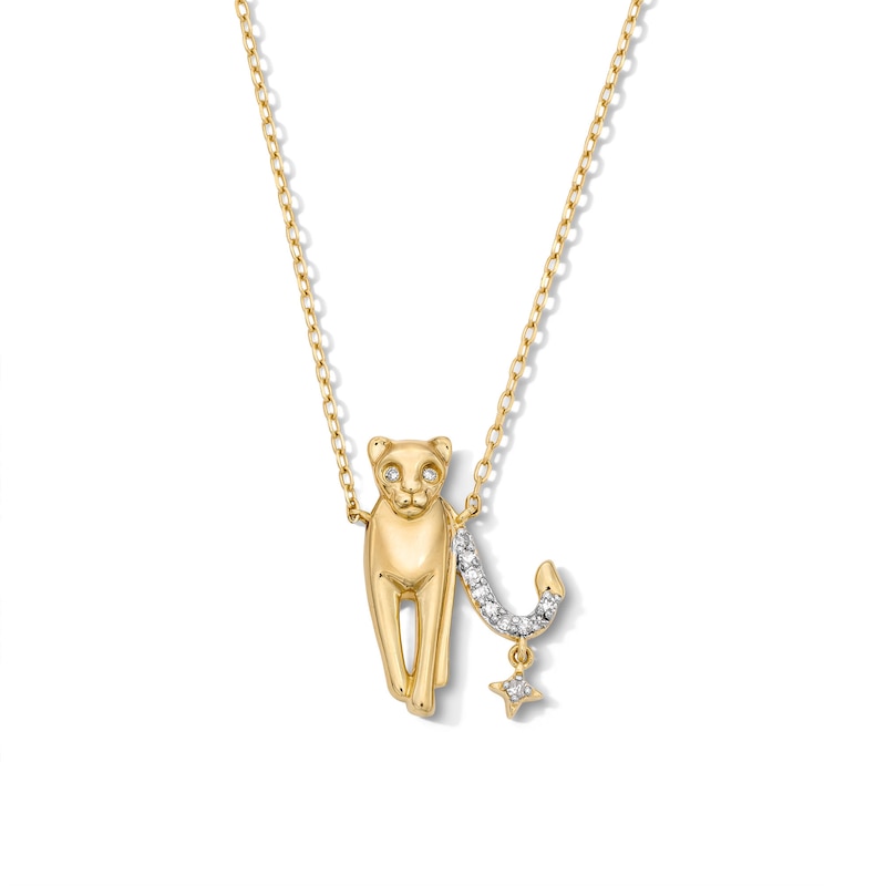 18K Gold Plated CZ Leo Pendant – 16" + 2"