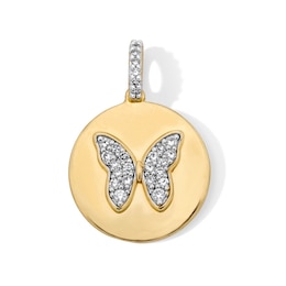 18K Gold Plated CZ Butterfly Necklace Charm