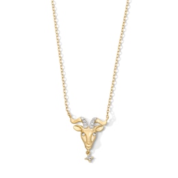 18K Gold Plated CZ Capricorn Pendant – 16" + 2"