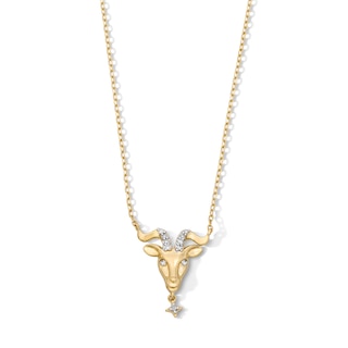18K Gold Plated CZ Capricorn Pendant – 16" + 2"