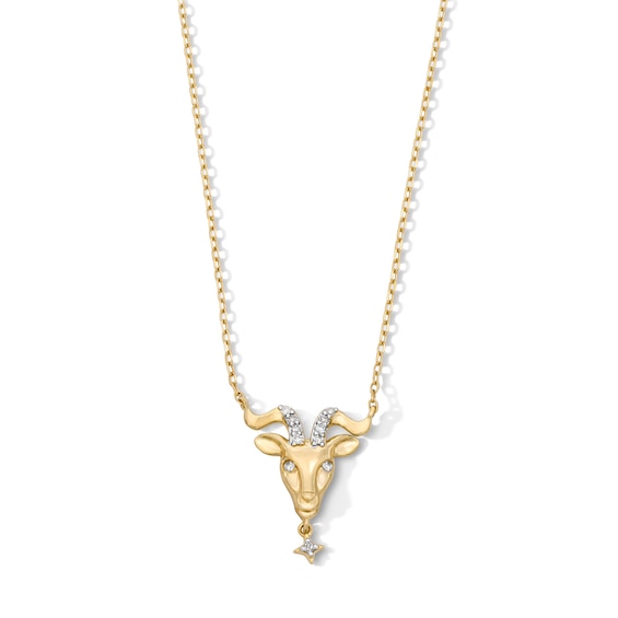 18K Gold Plated CZ Capricorn Pendant – 16" + 2"