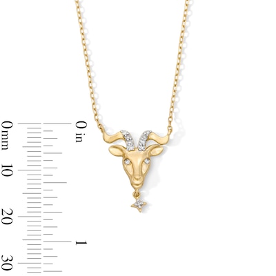 18K Gold Plated CZ Capricorn Pendant – 16" + 2"