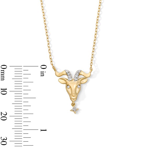 18K Gold Plated CZ Capricorn Pendant – 16" + 2"