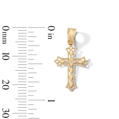 10K Solid Gold Mini Flared Edge Cross Necklace Charm