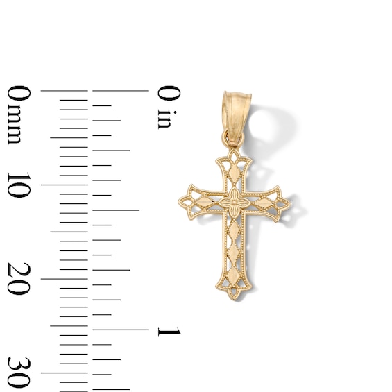 10K Solid Gold Mini Flared Edge Cross Necklace Charm
