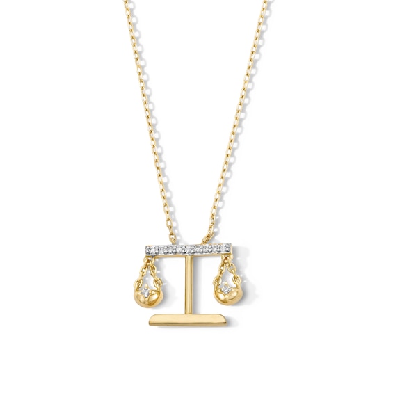 18K Gold Plated CZ Libra Pendant – 16" + 2"
