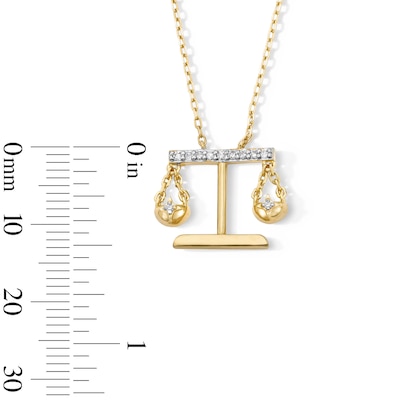 18K Gold Plated CZ Libra Pendant – 16" + 2"