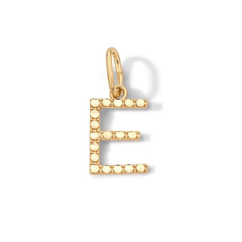 Main Image 1 of 10K Solid Gold Mini Initial “E” Necklace Charm