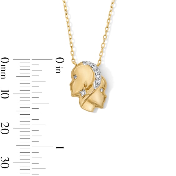 18K Gold Plated CZ Gemini Pendant – 16" + 2"