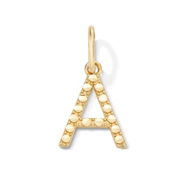 10K Solid Gold Mini Disc Beaded “A” Initial Charm