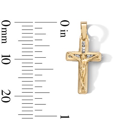 10K Semi-Solid Gold CZ Mini Crucifix Cross Charm