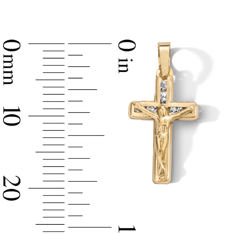 Main Image 3 of 10K Semi-Solid Gold CZ Mini Crucifix Cross Charm