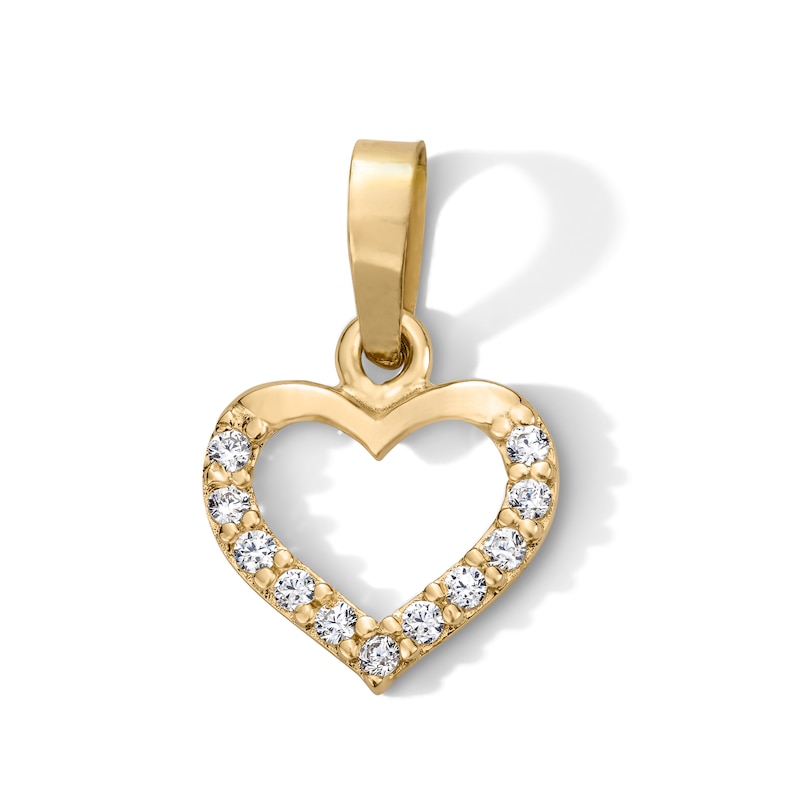 Main Image 1 of 10K Semi-Solid Gold CZ Mini Heart Outline Charm