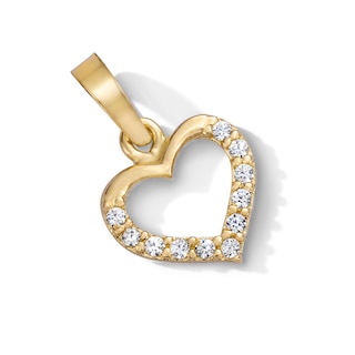 10K Semi-Solid Gold CZ Mini Heart Outline Charm