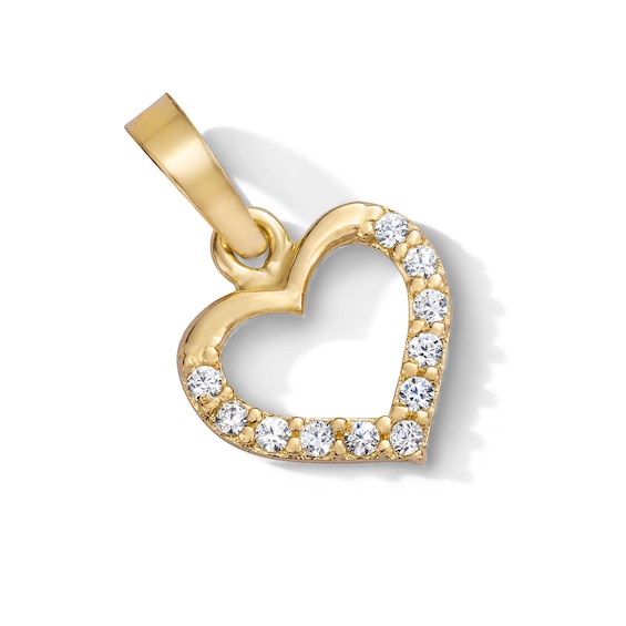 10K Semi-Solid Gold CZ Mini Heart Outline Charm
