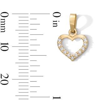 10K Semi-Solid Gold CZ Mini Heart Outline Charm