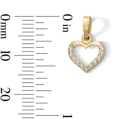 10K Semi-Solid Gold CZ Mini Heart Outline Charm