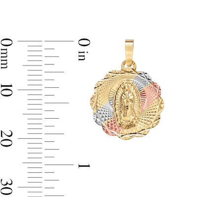10K Solid Tri-Tone Gold Mini Our Lady of Guadalupe Medallion Charm