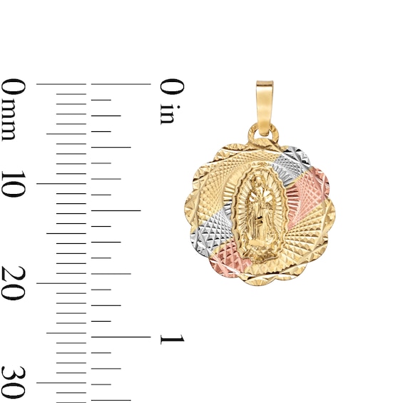 10K Solid Tri-Tone Gold Mini Our Lady of Guadalupe Medallion Charm