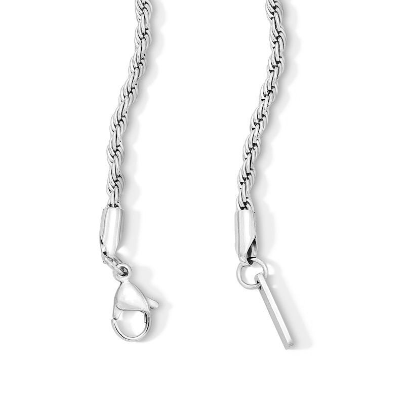 Main Image 2 of White Ion-Plated 3mm Rope Chain with CZ - 22"