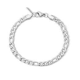 White Ion Plated 5mm Figaro Chain Bracelet with CZ - 7.5"